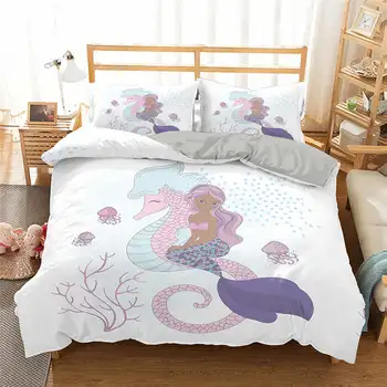 

ZEIMON 3D Mermaid Printed Duvet Cover Set With Pillowcase For Home Textiles Queen King Size Bed Clothes Bedding Set