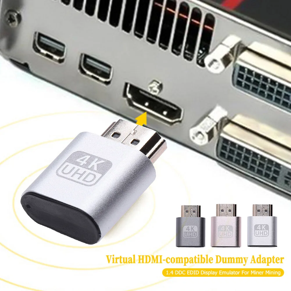 HDMI-compatible Virtual Display Adapter 1.4 DDC EDID Dummy Plug Lock Graphics Card GPU Rig Emulator for Bitcoin BTC Mining Miner-0