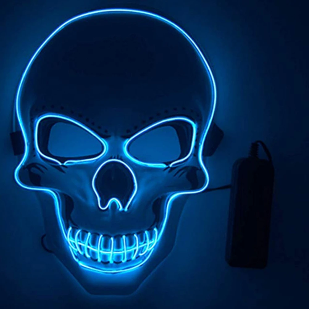 Led маска Хэллоуин сверкающий в темноте страшный череп EL холодный свет флуоресцентная Маскарадная маска фестиваль косплей костюм вечерние реквизит