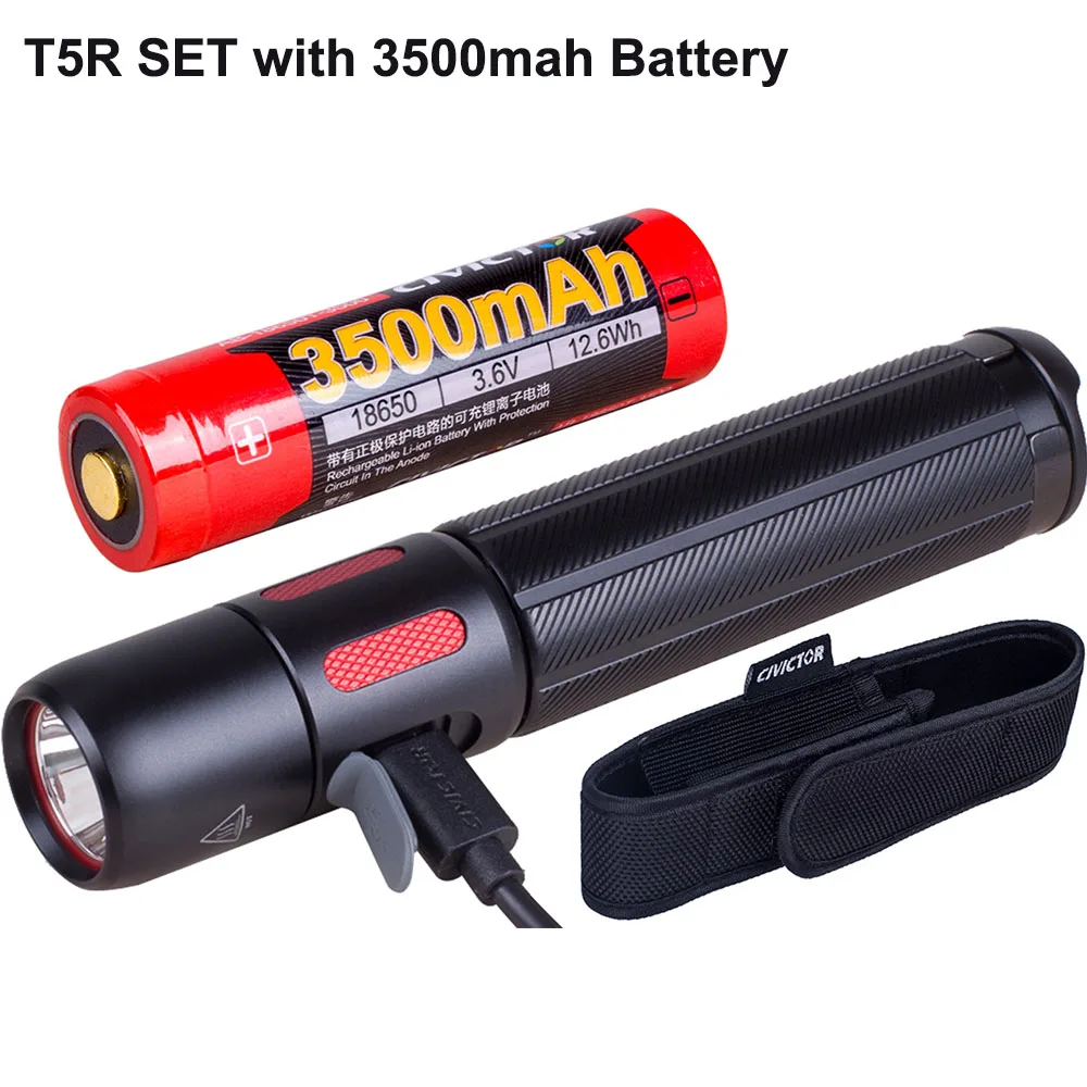 T5R 3500mah battery USB Перезаряжаемый мини-светодиодный фонарик 18650 батарея 1000 Высокий люмен водонепроницаемый портативный мощный маленький фонарик Кемпинг Фонарь кобура - Испускаемый цвет: T5R 3500mah battery