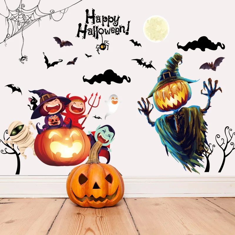 

Set Halloween Sticker PVC Removable Sticker Wall Horror DIY Paste Decoration Bar Living Room Bedroom Window Window Decoration