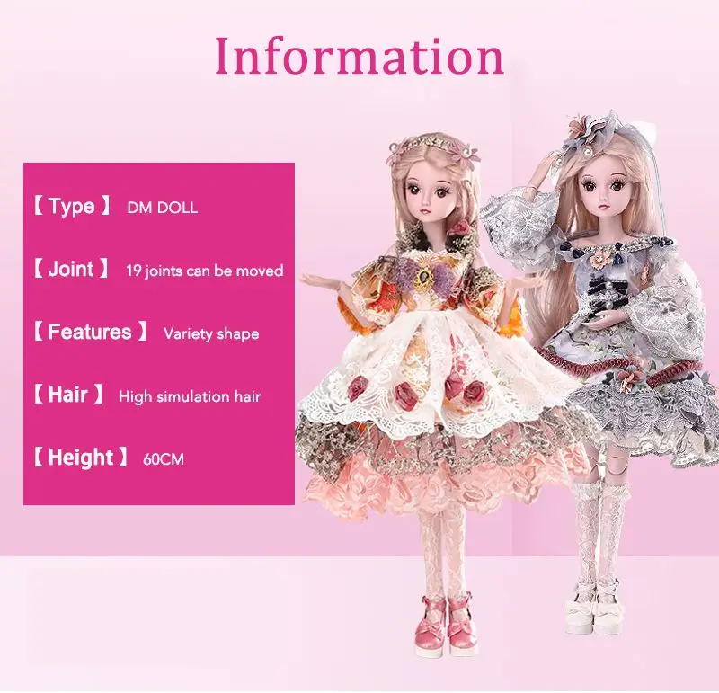 UCanaan 1/3 BJD кукла 60 см/23,6 ''Высота 19 шарнирные куклы(парик Обувь Одежда волосы глаза макияж) коллекция игрушек
