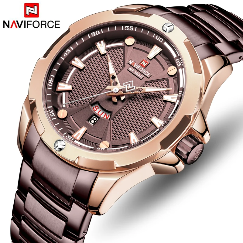 NAVIFORCE часы Топ люксовый бренд Мужские Модные Аналоговые кварцевые из нержавеющей