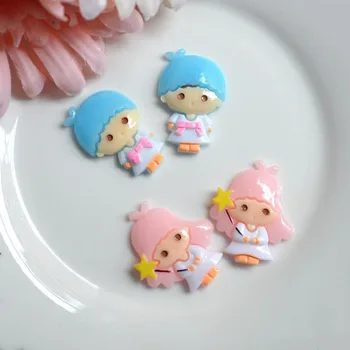 

5 Pcs/set New Lovely Cartoon DIY Resin Patch Little Twin Stars Figurine Crafts Hair Storage Box Accessories Kids Craft Toys Gift