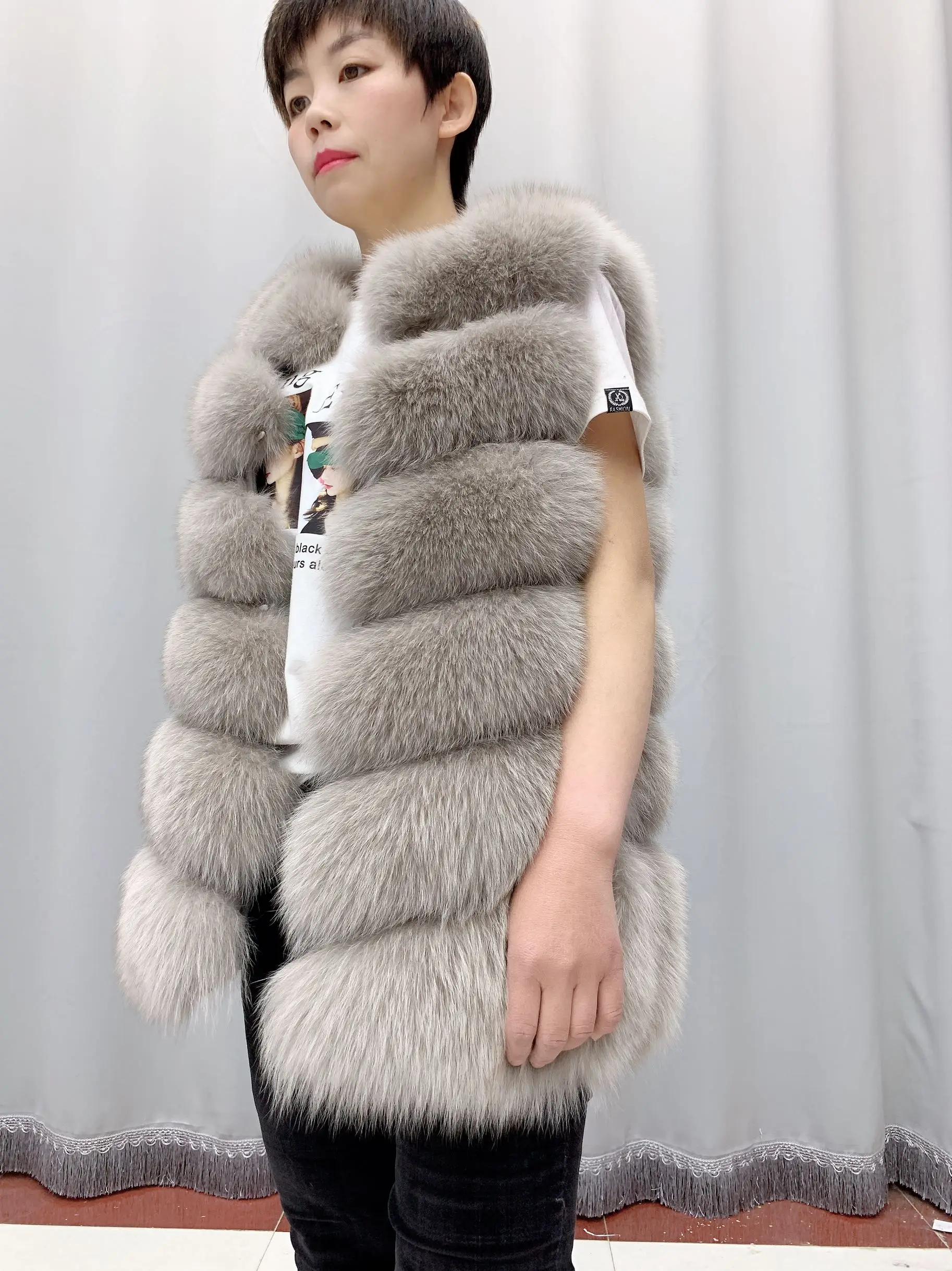 women's clothing winter real natural ladies new fox fur vest six stripe whole skin fox fur coat 1013