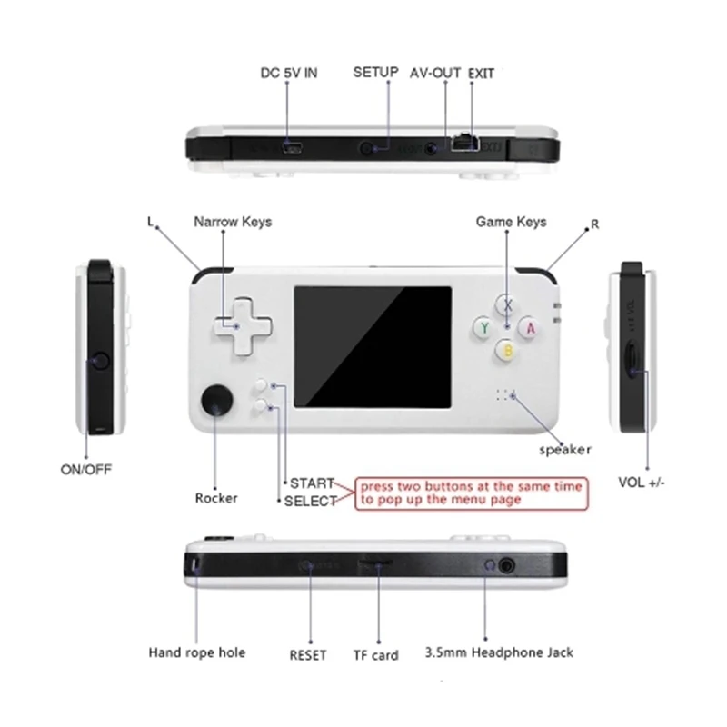 Q9 портативная игровая консоль/Roker портативная игровая машина Музыкальный плеер, встроенные 3000 классические игры, аккумулятор 1800 мАч, 3,0 дюйма Col