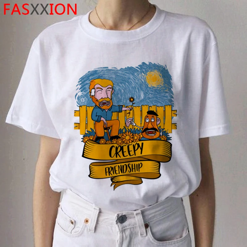 Van Gogh Van Goghing Van Gone футболки HARAJUKU женские Рисование маслом Ullzang футболка Веселая 90s футболки модные футболки женские - Цвет: 9333