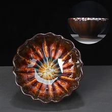 Керамические чайные чашки в форме цветка тенму глазурь дегустация чайная чашка большого размера китайская чайная чаша