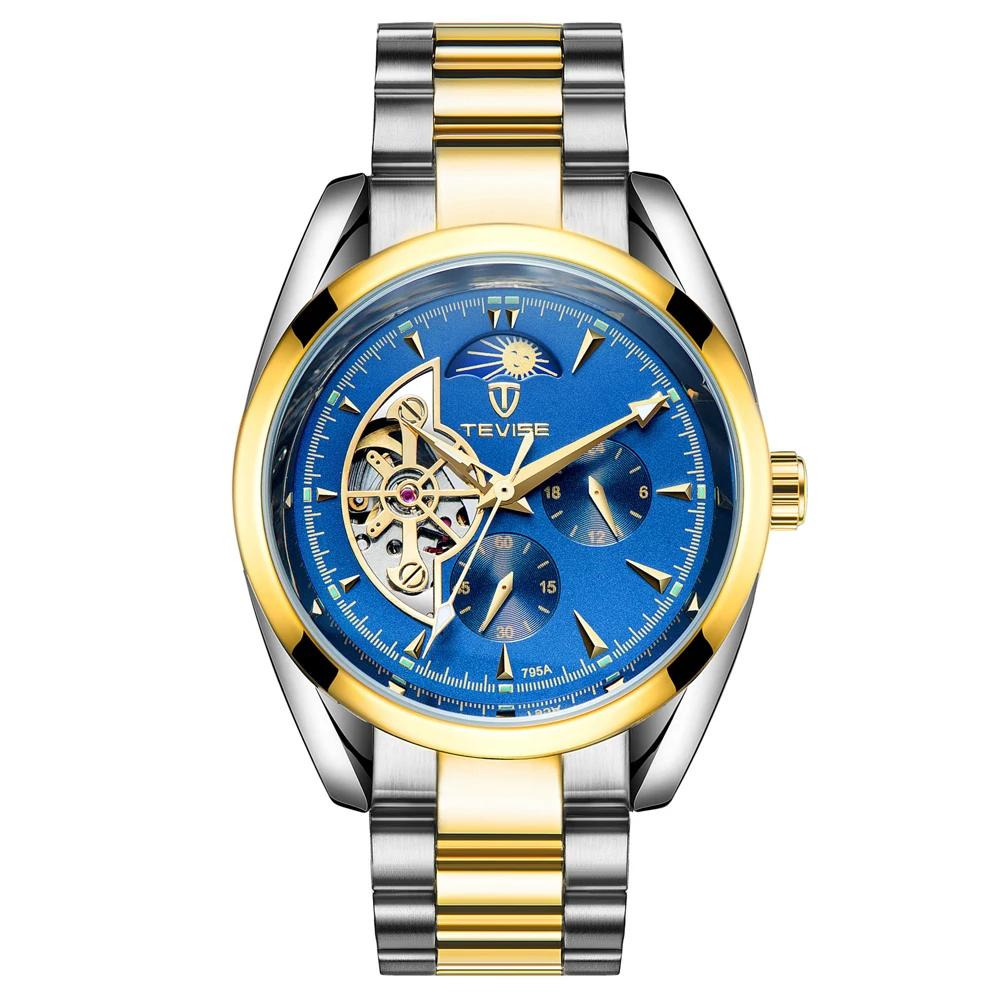 TEVISE Скелетон турбилон automatic Tourbillon автоматические механические часы Для мужчин мужской часы наручные часы с автоподзаводом Relogio Masculino