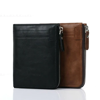 

Men Leather Wallet Credit Card Holder Bifold Zip Cash Coin Purse Clutch Billfold Christmas Gifts Gentlemens New Fashion Autumn