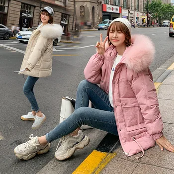 

2020 New Winter Fashion Parka Cotton Padded Women Long Slim Female Warm Coat Korean Big Fur Casual Student Outwear Winter Coat