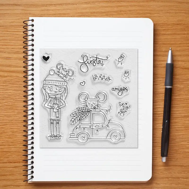 

Girl Mouse Silicone Clear Seal Stamp DIY Scrapbooking Embossing Photo Album Card Y1AB