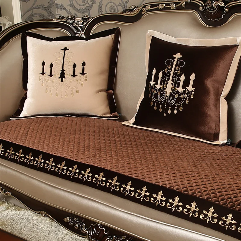 European Plush Luxury Throw Blanket Solid Embroidery Backrest Throw Blanket Solid Embroidery Backrest