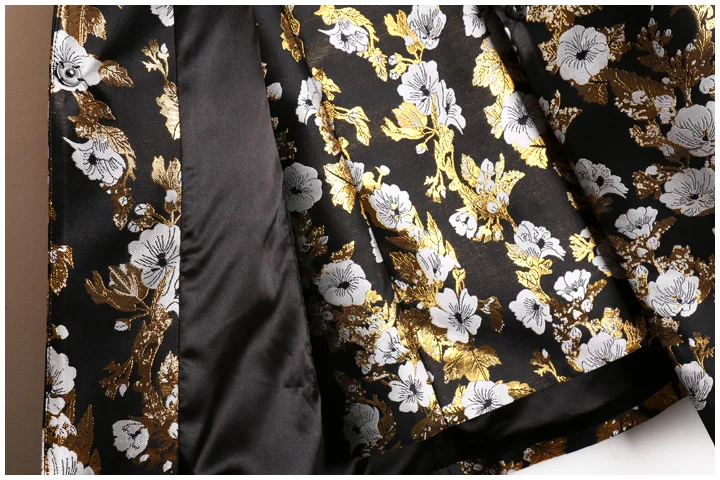 Svoryxiu роскошное подиумное зимнее пальто, комплект из двух предметов, женское винтажное жаккардовое пальто с золотой линией и цветочным принтом+ платье на бретелях, верхняя одежда, костюмы