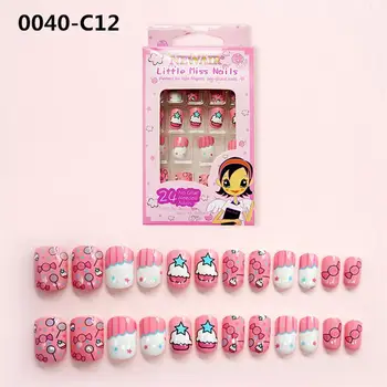 

5 Boxes/120 Pcs Children False Nail Sticking Nail Decals Eco-friendly Manicure Decorative Sticker Fake Cartoon Nails Sticker A4