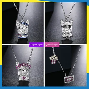 

New cartoon character puppy diamond necklace cute fashion design retractable retro clavicle chain women's brand jewelry