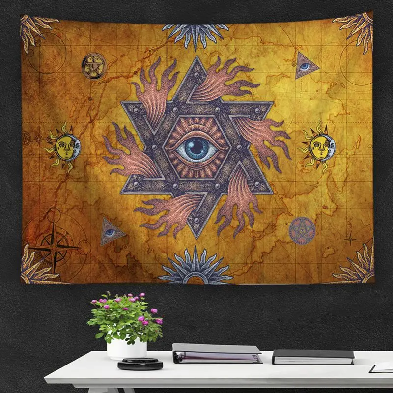 Гобелен в богемном стиле, Классический настенный гобелен с изображением солнца из полиэфирной ткани, декор для стен, пляжное полотенце, покрывало 1