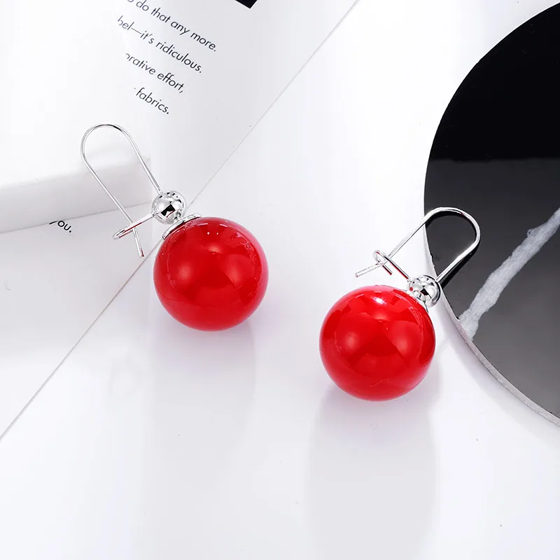 silver red MAIKALE, новые модные серьги-подвески большого размера, жемчужные круглые медные 585 золотые серебряные высококачественные корейские Висячие серьги для женщин, ювелирные изделия - Окраска металла: silver red