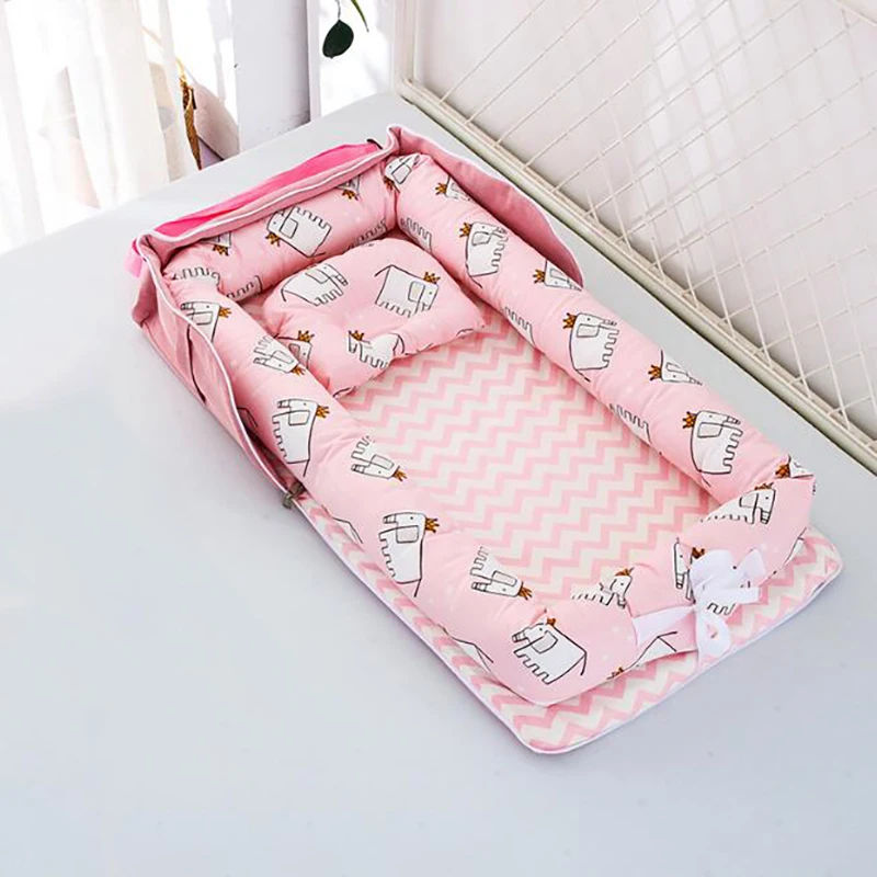 Портативная детская кроватка, складная подушка для новорожденной кровати, хлопковое гнездо, детское постельное белье, корзина, бамперы YHM030 - Цвет: YHM030A