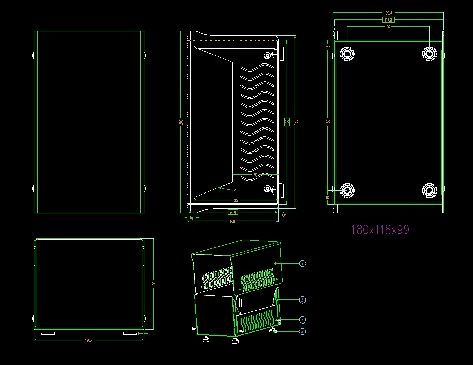 Eisen elektronische Projekt box Eisen Desktop-Gehäuse Anschluss dose DIY benutzer definierte Lautsprecher box Instrumenten koffer 180*120 * mm – Detail 5
