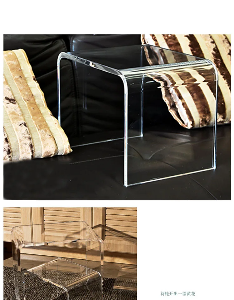 스툴 Japanese Home Acrylic Stool Household Glass Shoe Changing Stool Transparent Ins Light Luxury Plastic Stools meuble 스툴의자