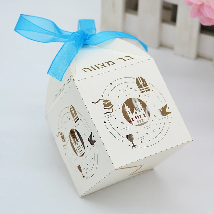 beige pearl Еврейский бар/летучая мышь мицва вечерние лазерная резка Мазель тов на заказ подарочная коробка - Цвет: beige pearl
