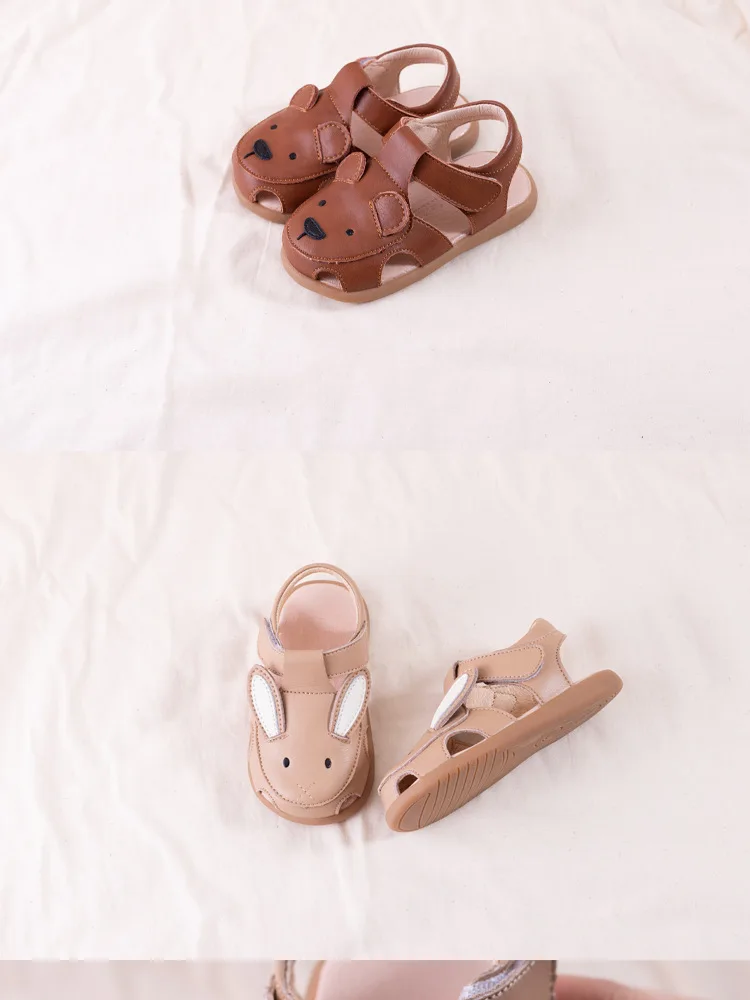 Genuine Leather Girls Boots 2022 Spring High Quelity Cute Animal Children's Shoes Soft Bottom Kids Shoes Baby Leather Sandals children's sandals