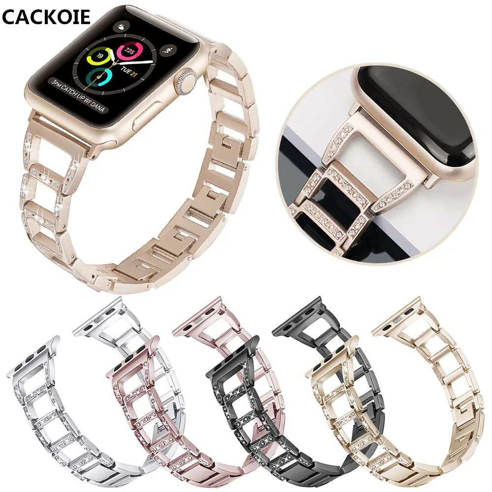 Ремешок из нержавеющей стали для Apple Watch 5 band 40/44/38/42 мм 4 3 2 1 женский браслет с