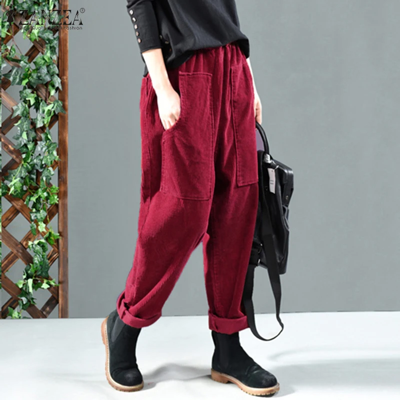 Best Price Harem Pants Palazzo ZANZEA Vintage Long-Trousers Elastic-Waist Loose Autumn Casual Women OMZ33eblD