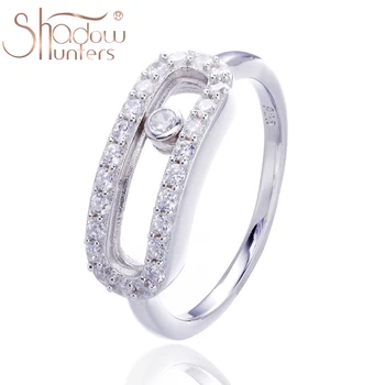 

SHADOWHUNTERS Real 100% 925 Sterling Silver Move Stone Rings With Clear CZ Luxury France Femme Mujer Jewelry Making Wholesale
