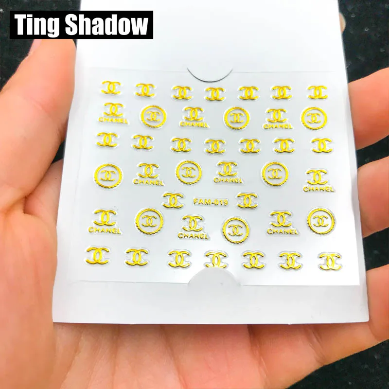60pcs FAM019 1 Набор = 60 шт брендовых металлических наклеек для ногтей - Цвет: 60pcs FAM019
