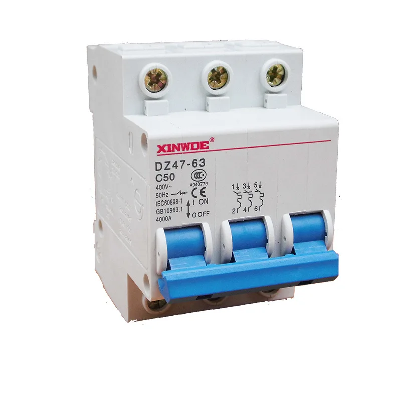 3P AC 230 В или 400 В DZ47-63 6A 10A 16A 20A 25A 32A 40A 50A 63A мини-выключатель MCB выключатель