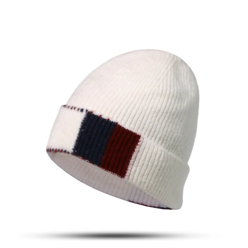 Однотонная вязаная шапка бини для осени зимы, шапки для женщин, утолщенная теплая уличная отбеленная шерсть, женская модная шапка, шапка для катания на лыжах, унисекс