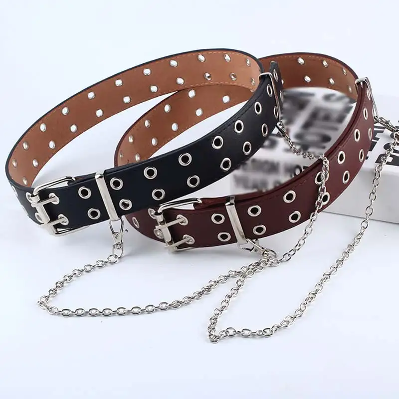 

2019 New 1PC Leather Harness Belts Silver Pin Buckle Metal Waistband Women Leisure Jeans Chain Ladies Belt