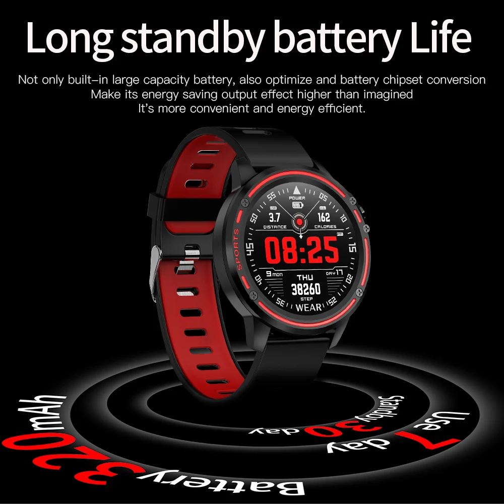 LEMFO Смарт часы для мужчин L8 ECG PPG кровяное давление пульсометр спортивные фитнес IP68 Водонепроницаемый для вызова напоминания часы