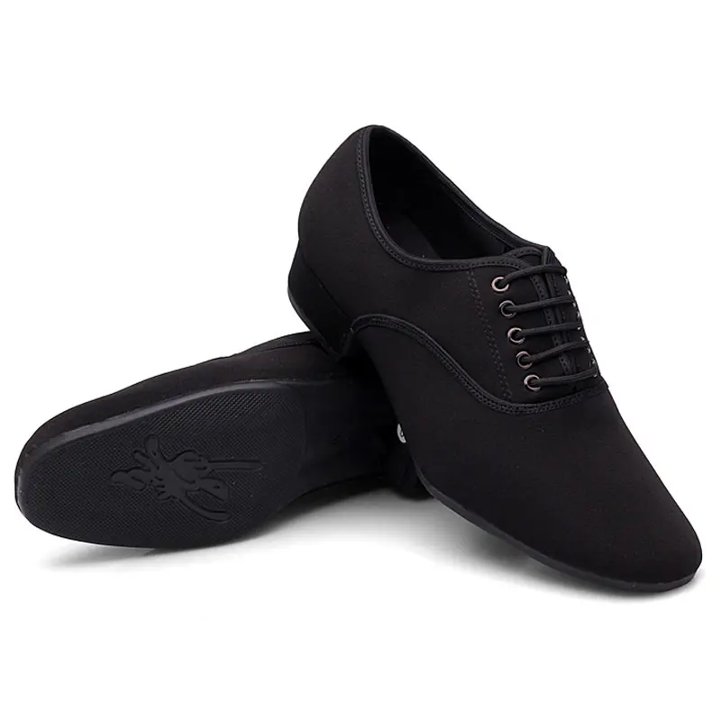 Men's Latin Salsa Dance Shoes Black Cloth Ballroom Shoes Plus Size 38-46 Practice Competition Dancing Shoes Man Dance Sneakers