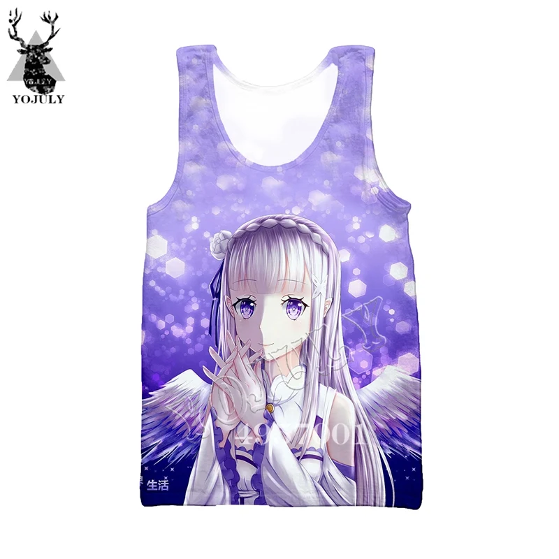 Re: zero сестры-близнецы, горничные рам и рем, 3D принт, аниме, Harajuku, майка, мужская повседневная майка, летняя, унисекс, Забавные топы без рукавов, Y881