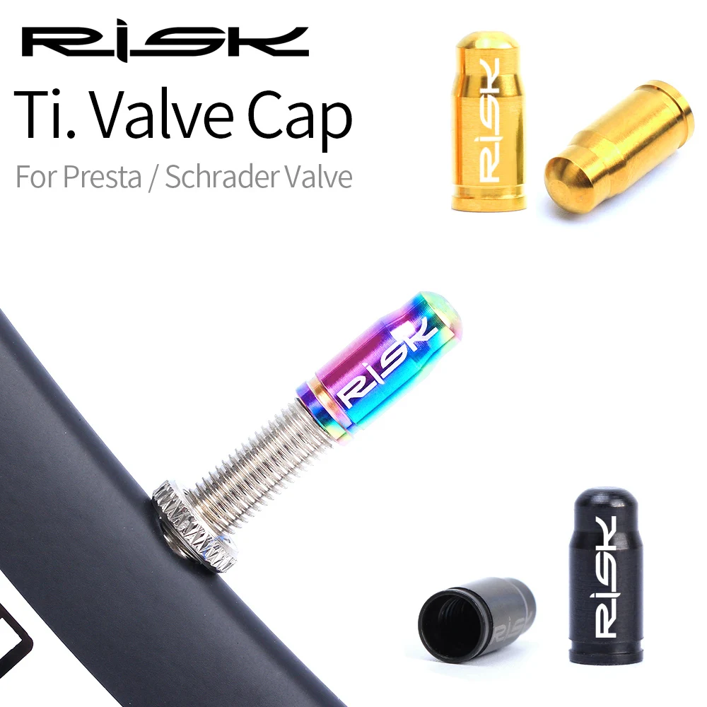 Rischio 2 Pezzi Bicicletta Schrader/Presta Tappo Valvola Lega Di Titanio Ultraleggero Mountain Road Bike Tappo Pneumatico Protezione Valvola Pneumatic
