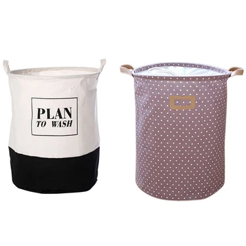 

Laundry Hamper Bag Colorful Clothes Storage Baskets Purple Laundry Baskets Cotton Linen with Handles Black White
