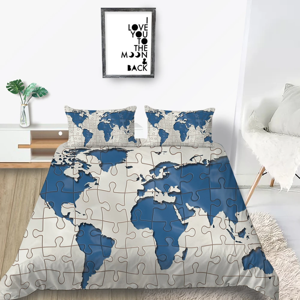 touw dorst Australische persoon Puzzel Beddengoed Set Wereldkaart Modieuze Creatieve Dekbedovertrek Voor  Kids Koning Koningin Twin Volledige Enkel Dubbel Bed Set|Beddengoed sets| -  AliExpress