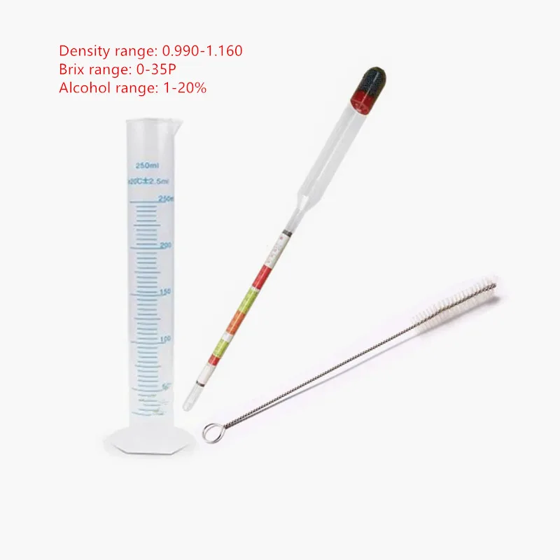 3PCS/Set Alcohol Hydrometer Meter Portable 3 IN 1 Beer Density Alcohol