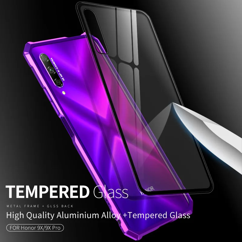 Металлический стеклянный чехол для Huawei Honor 9X металлический бампер задняя крышка