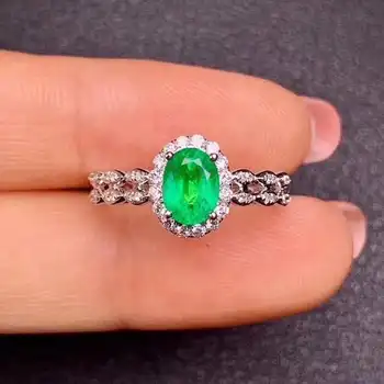 

Free shipping Natural emerald ring 925 sterling silver Fine jewelry For men or women