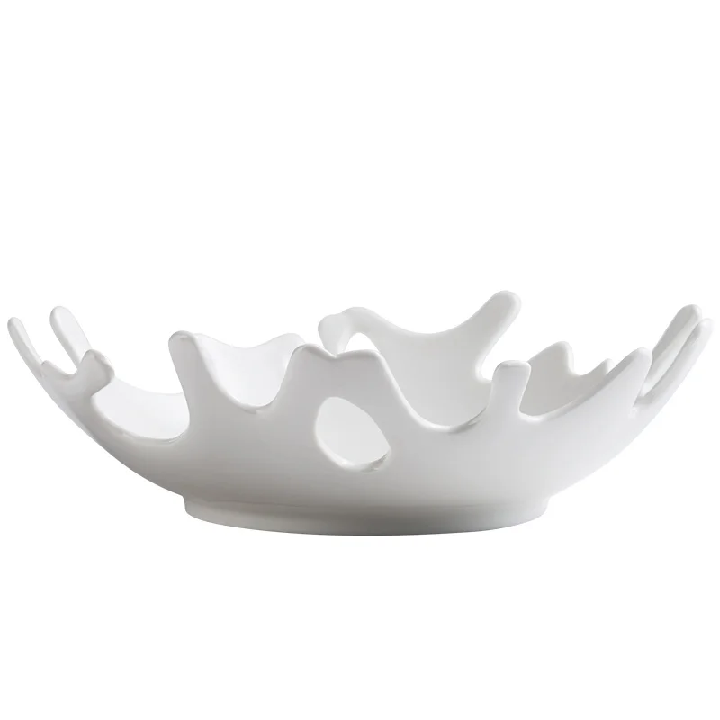 Creative Ceramics Coral Shaped Dinner Plate Decorative Porcelain Hollow Serving Tray Tableware for Salad Seafood Biscuits Bread