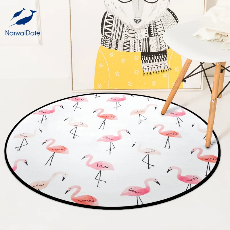 Современный круглый ковер для детской спальни с мультипликационным