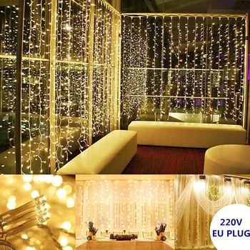 

LED Curtain String Light Icicle Fairy Light Twinkle Star for Wedding Party Home Bedroom Outdoor Garden Wall Christmas Decoration