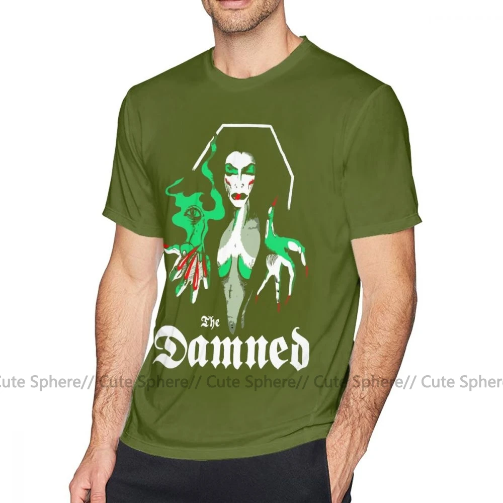 Футболка в стиле панк футболка с надписью «THE DAMNED Vampira» летняя футболка с короткими рукавами футболка с потрясающим принтом из 100 хлопка, 6xl - Цвет: Army Green