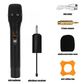 

Portable UHF Wireless Handheld Microphone with Receiver AA Battery for Conference Speech Black Wireless Dynamic Microphone