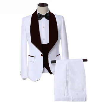

White Suit 3 Pieces Men's Suits for Wedding Custom Made Slim Fit Groom Suits Wedding Tuxedos Suits Jacket+Pants+Vest