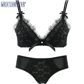 

Lingerie Feminina Criss Cross Bra Sets Wire Free Woman Lingerie Push Up Bra and Panty Set Adjusted Straps Underwear & Sleepwears